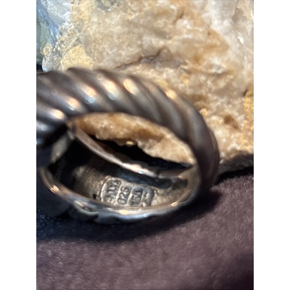 David Yurman 18K Gold Silver Noblesse Diamond Cable Ring Size 6.75 Retail $1395 - Picture 5 of 7